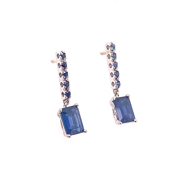 Natural Sapphire Dangle Earrings 14k Gold 2.01 Tcw Certified For Sale - Image 10 of 12