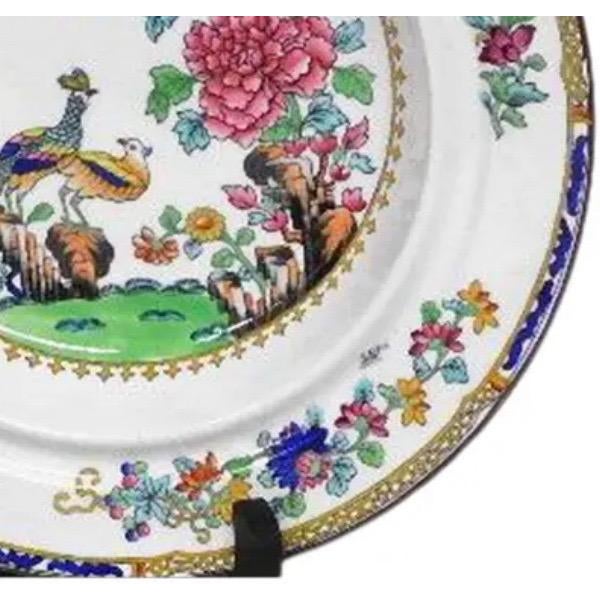 Ceramic Rare Antique Copeland Spode "Peacock" Pattern 10.5" Bowl – Gilman Collamore & Co. Retailer Mark For Sale - Image 7 of 10