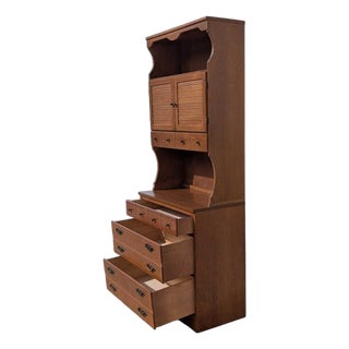 1960s Khoury Furniture Solid Wood Hutch Cabinet With Drawers For Sale