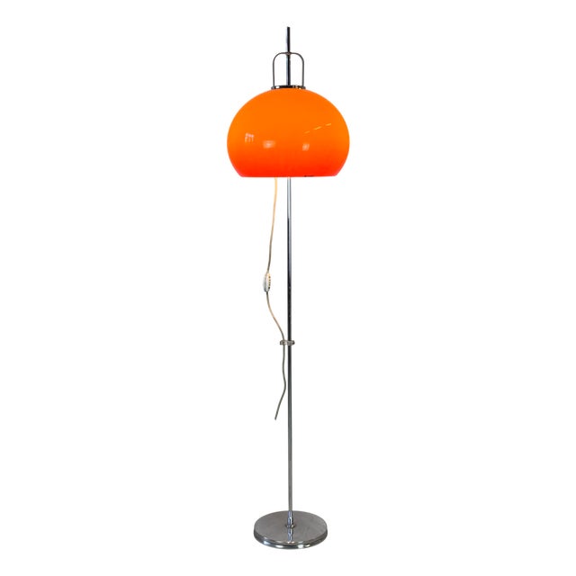 Italian Lucerna Floor Lamp in Orange by Harvey Guzzini for Guzzini, 1960s For Sale