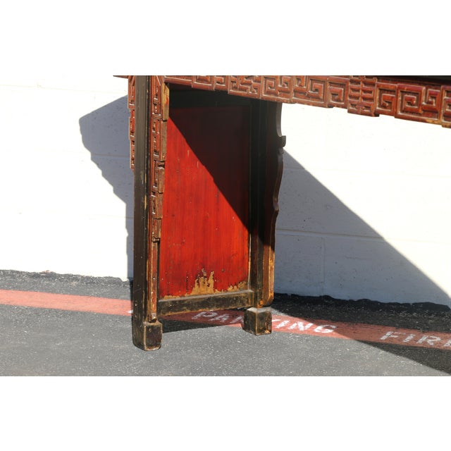 19th Century Antique Chinese Carved Altar Console Table With Everted Ends For Sale - Image 14 of 18