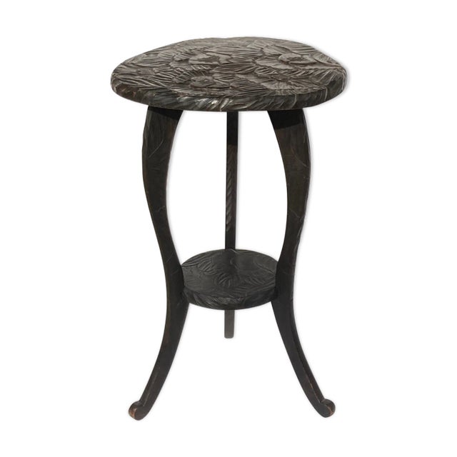 Japanese Hand Carved Floral Side Table or Plant Stand, 1905 For Sale - Image 9 of 9