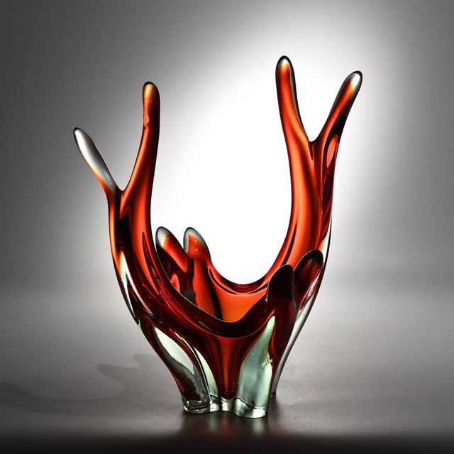 Red and Uranium Murano Glass Bowl, 1960s For Sale - Image 11 of 15