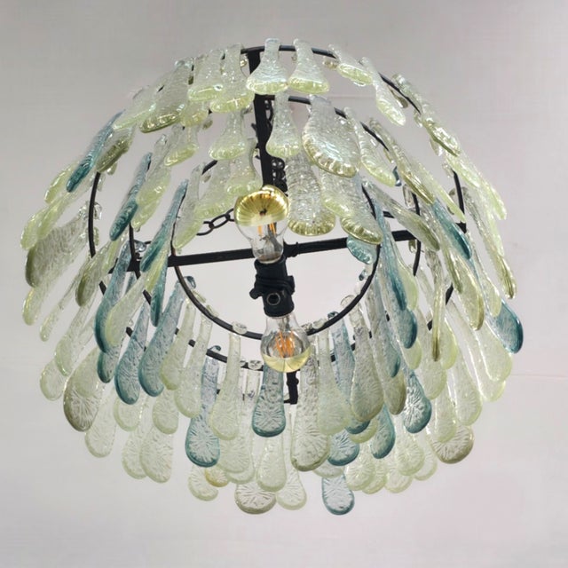 Black Mid-Century Brutalist Multicolor Glass Chandelier, 1970s For Sale - Image 8 of 12