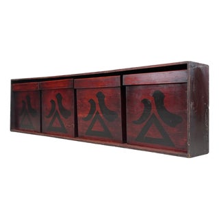 Antique Japanese Chochin-Bako Lantern Storage Boxes in Wall Rack, 1860s, Set of 4 For Sale