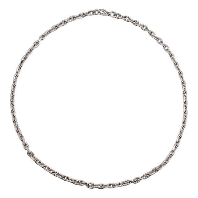 Unisex 950 Platinum Solid Oval Anchor Cable Link Chain Necklace For Sale