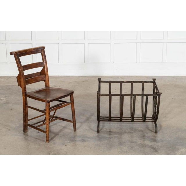 Mid-Century English Brutalist Wrought Iron Log Basket, 1960 For Sale - Image 4 of 13