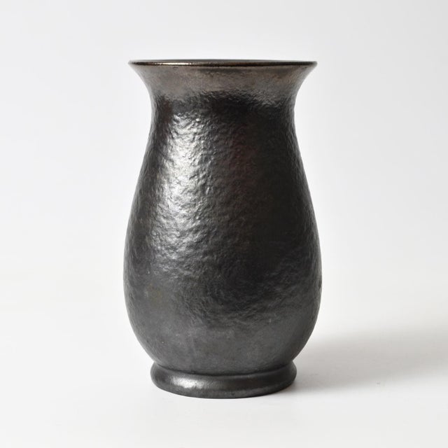 Charcoal Art Deco Black Matte Glaze Vase from Villeroy & Boch, 1930s For Sale - Image 8 of 8