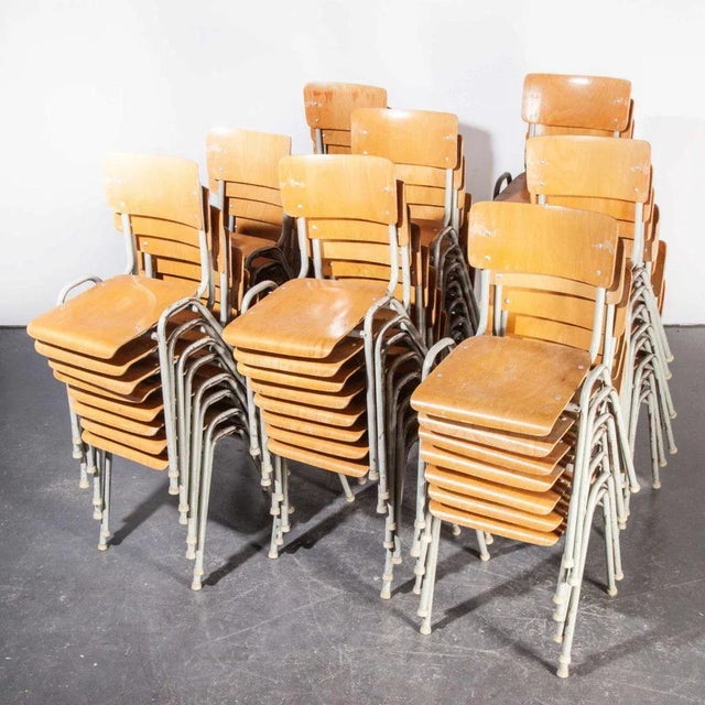 French Industrial Metal-Framed Stacking University Dining Chair, 1960s For Sale - Image 6 of 11