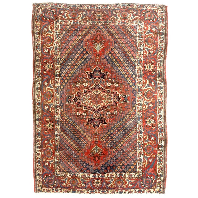 Genuine Vintage Handmade Persian Bakhtiar Rug. 5'x 6'10" For Sale - Image 10 of 10