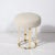 Mid-Century Modernist Octagonal Polished Brass Base Stool in Holly Hunt Boucle For Sale - Image 9 of 10