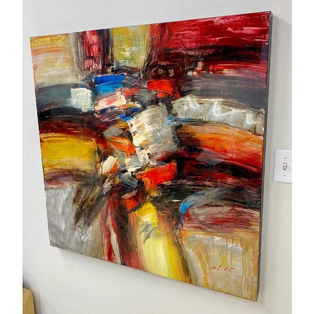 Abstract Abstract Wall Art by Milo Tor After Wilfred Lang , Acrylic on Aluminum, Signed For Sale - Image 3 of 12