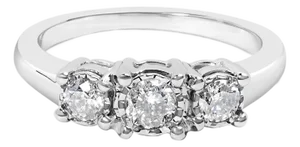 14K White Gold 1/2 Cttw Miracle Set Round Lab Grown Diamond Three Stone Illusion Plate Ring (F-G Color, VS1-VS2 Clarity) - Ring Size 6