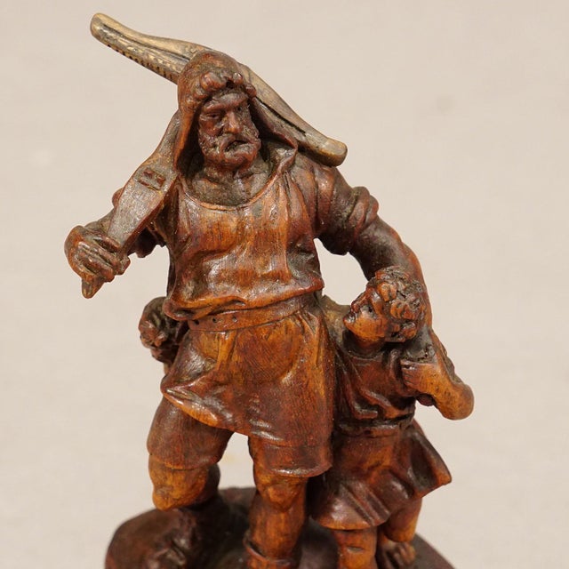 Late 19th Century Antique Wooden Statue of Wilhelm Tell, Brienz Ca. 1900 For Sale - Image 5 of 6