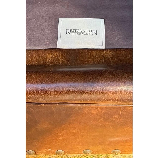 Restoration Hardware Churchill Leather Lounge Chair For Sale - Image 17 of 18