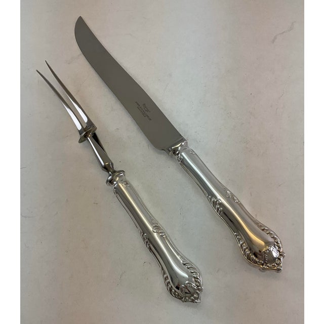 James Dixon & Sons The Finest, Silver Plated Pair Carving Set, Carving Fork & Carving Knife, Chesterfield. For Sale - Image 4 of 12