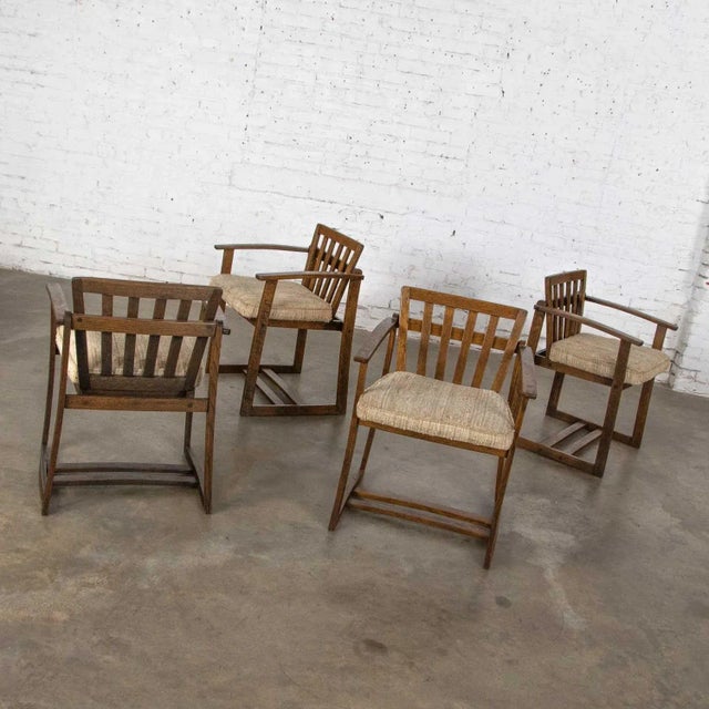 Vintage Rustic StavOak Dining Game Table & 4 Chairs From Jack Daniels’ Barrel Staves by Jobie G. Redmond 1981 For Sale - Image 9 of 13