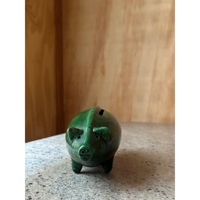 Antique Dutch Folk Art Green Glazed Earthenware Piggy Bank, 19th Century For Sale - Image 9 of 13
