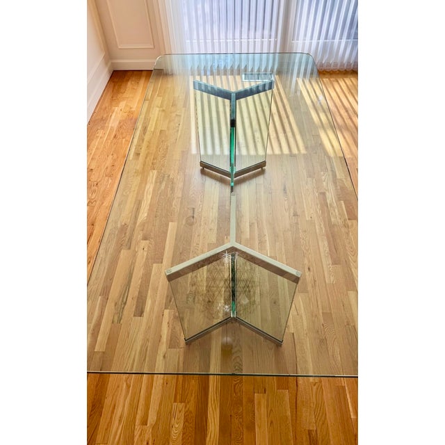 Mid-Century Modern Plate Glass and Chrome Dining Table Model 6060 by Leon Rosen for Pace - Replica For Sale - Image 3 of 10