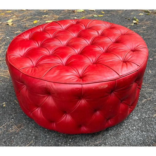 Animal Skin George Smith Soho Buttoned Drum Stool For Sale - Image 7 of 9