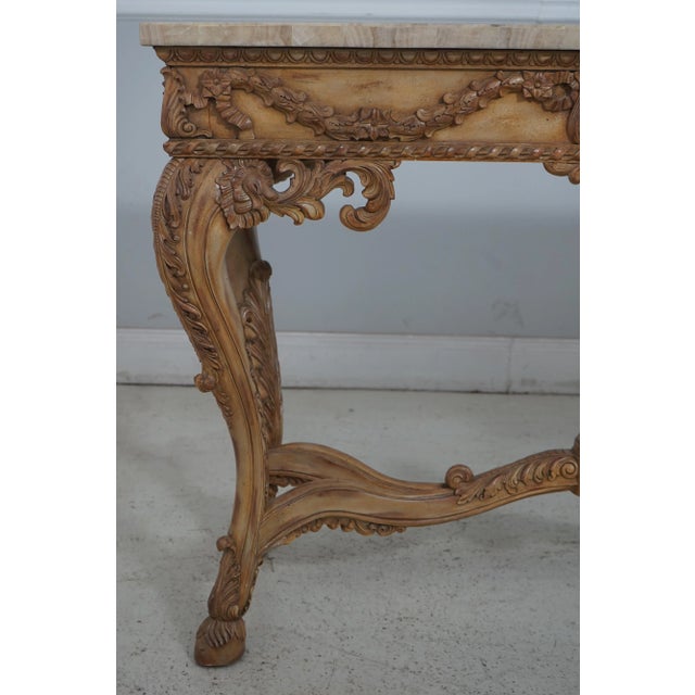 Stone Maitland Smith Highly Carved Marble Top Console Table For Sale - Image 7 of 12