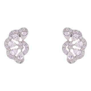Contemporary Openwork Radiant Moissanite Cluster Stud Earrings, 2 Pieces For Sale