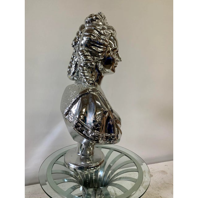 1980s Vintage Marie Antoinette Bust in Silver Metallic Finish Resin For Sale - Image 5 of 10