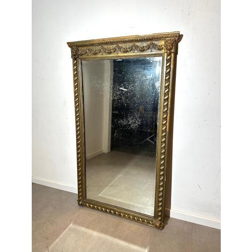 Gold Large Antique Giltwood Mirror with Lion Mask For Sale - Image 8 of 8