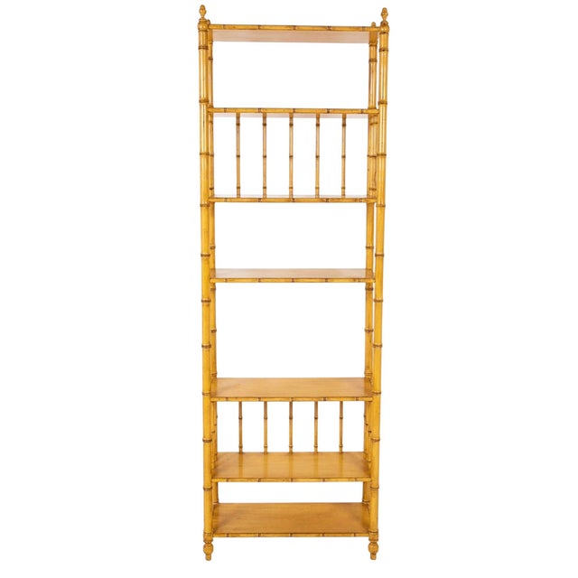 Offered here is a faux bamboo etagere shelving unit by John Widdicomb. Fine craftsmanship and elegant lines, with six...