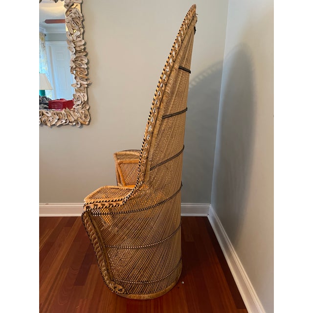 Grand Vintage Rattan Peacock Chair For Sale - Image 4 of 7