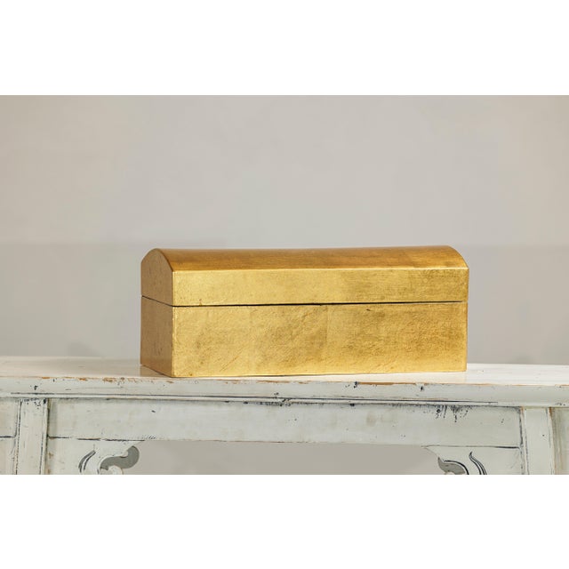 Gold Gilt Wooden Decorative Treasure Box with Gently Arched Lid For Sale In New York - Image 6 of 18