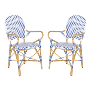 Indoor-Outdoor Stacking Armchair in Blue & White - a Pair