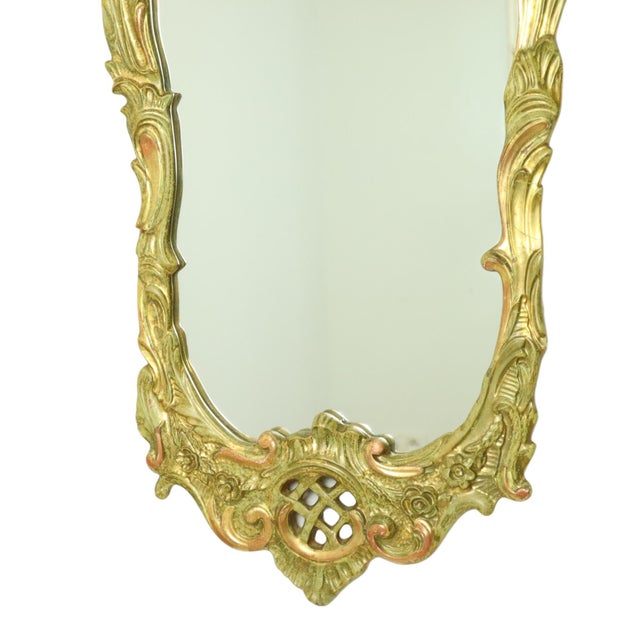 Wood Large Swedish Rococo Style Gold Leaf-Gilded Mirror For Sale - Image 7 of 18