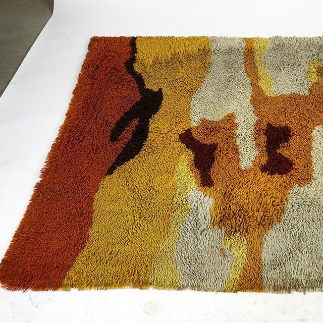 Textile Italian Burned Orange and Beige Lounge Rug, 1960s For Sale - Image 7 of 10