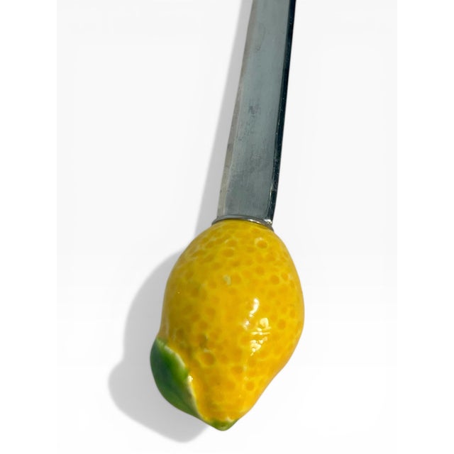 Yellow Vintage Stainless Steel Cocktail Spoons With Ceramic Lemon Finials – Lord & Taylor - Set of 6 For Sale - Image 8 of 13