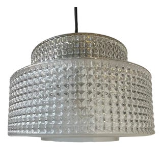 Scandinavian Modern Glass and Brass Pendant Lamp by Vitrika, 1960s For Sale