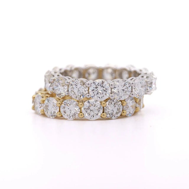 Modern 5 Carat Round Lab Grown Diamond Band Ring 14k White Gold 4-Prong Size 7 For Sale - Image 3 of 7