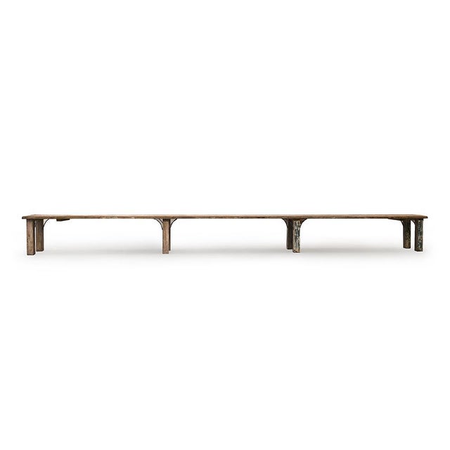Long Wooden Bench, in Very Good conditions. This piece is designed in the style of the selected designer and/or manufacturer