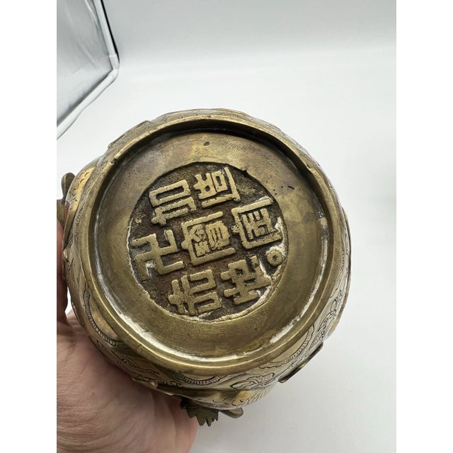 Pair of Antique Chinese Cast Brass Vases, Circa 1900 For Sale - Image 12 of 12