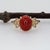 2.3Ct Italian Coral Ring With Natural Diamond Accents: Solid 14k Gold, 10x8mm, Size 5 For Sale - Image 4 of 8