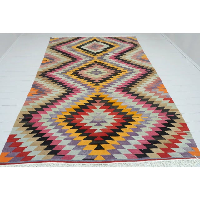 Vintage Turkish Kilim Rug-5′7″ × 11′8″ For Sale - Image 13 of 13
