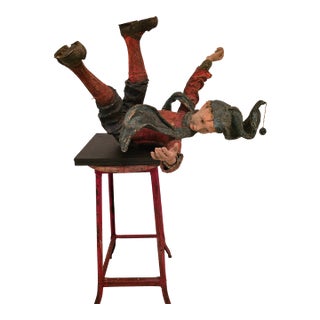 Vintage Mid Century Folk Art Sculpture of Falling Figure For Sale