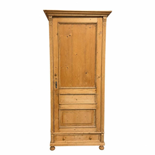 Traditional Pine Single Door Armoire, Vintage For Sale - Image 4 of 7