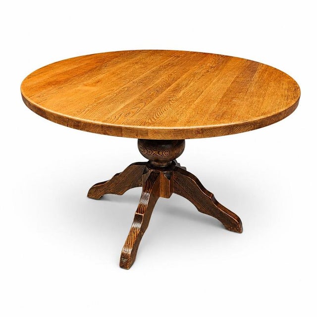 Wood Oak Dining Table with Central Pedestal For Sale - Image 7 of 14