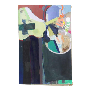 1960s Oversized Mid Century Modern Abstract Impressionist Oil on Canvas Painting C1968
