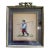 Vintage Framed Needlepoint Folk Art Peasant Figure Decorative Frame 5”x5.5” Art For Sale