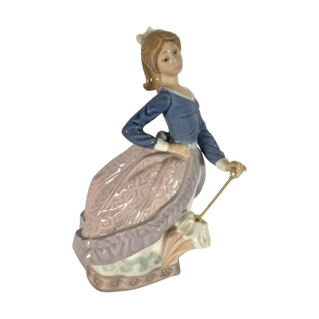 Figurative Lladro #5212 Evita Girls With Parasols Spanish Porcelain Figurine 7" For Sale - Image 3 of 15