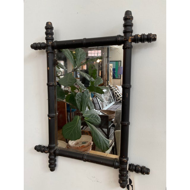 French Provincial Early 20th C. Antique Faux Bamboo French Provincial Mirror For Sale - Image 3 of 13