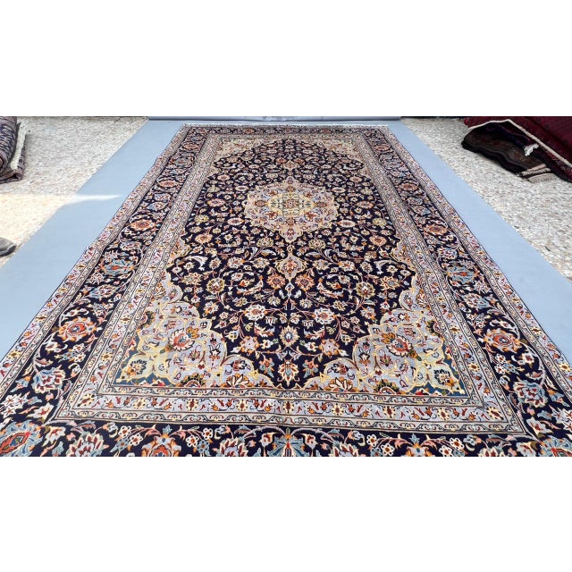 Textile Persian Kashan Area Rug 7'0 X 10'8 For Sale - Image 7 of 12