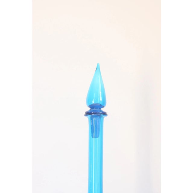 Blue Blue Empoli Glass Genie Bottle, Tuscany, 1960s For Sale - Image 8 of 10
